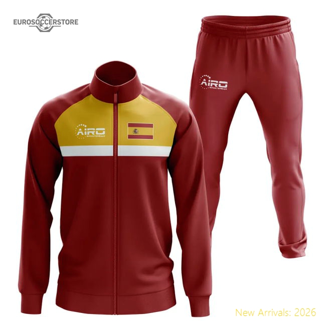 Spain Concept Football Tracksuit (Red)-The Soccer Shirt Hub