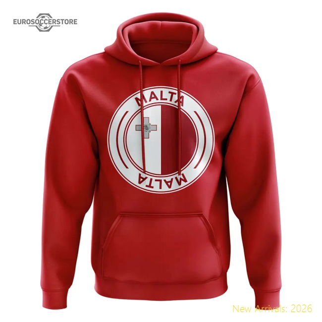 Malta Football Badge Hoodie (Red)-The Soccer Shirt Hub