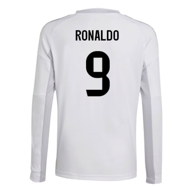 2025-2026 Real Madrid Long Sleeve Home Shirt (Kids) (Ronaldo 9)-The Soccer Shirt Hub