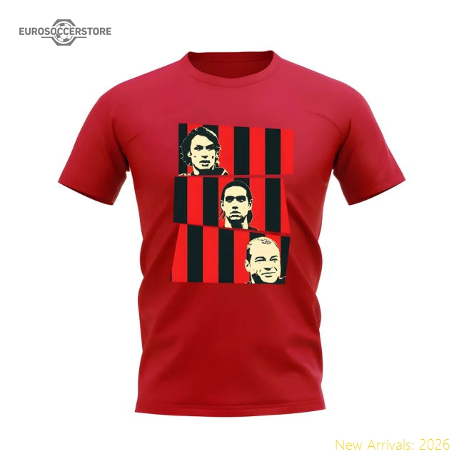 Nesta Maldini Cafu AC Milan T-Shirt (Red)-The Soccer Shirt Hub