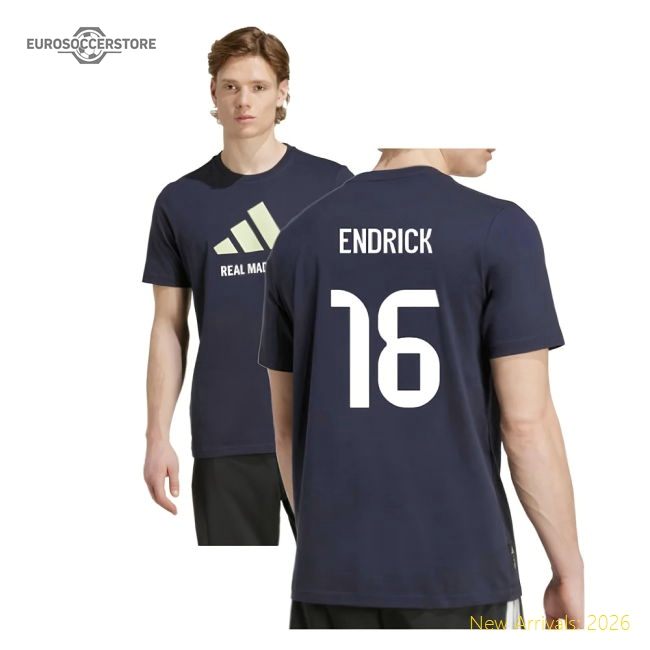 2025-2026 Real Madrid Seasonal Graphic Tee (Legend Ink) (Endrick 16)-The Soccer Shirt Hub
