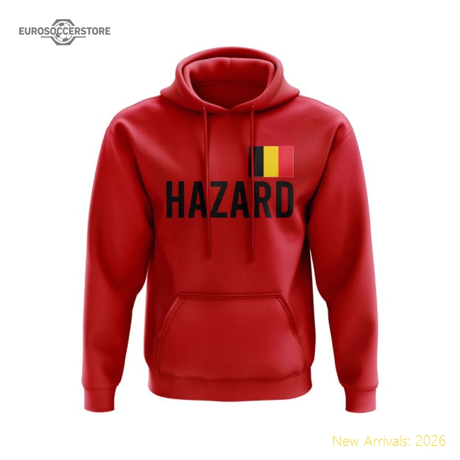 Eden Hazard Belgium Name Hoody (Red)-The Soccer Shirt Hub