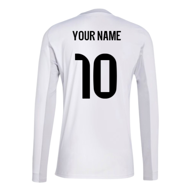 2025-2026 Real Madrid Long Sleeve Home Shirt (Your Name)-The Soccer Shirt Hub