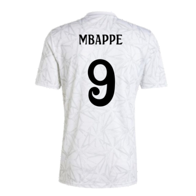 2024-2025 Real Madrid Pre-Match Shirt (White) (Mbappe 9)-The Soccer Shirt Hub