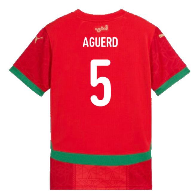 2024-2025 Morocco Home Shirt (Kids) (Aguerd 5)-The Soccer Shirt Hub