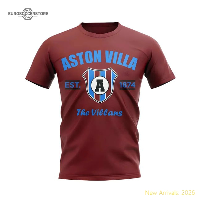 Aston Villa Established Football T-Shirt (Maroon)-The Soccer Shirt Hub