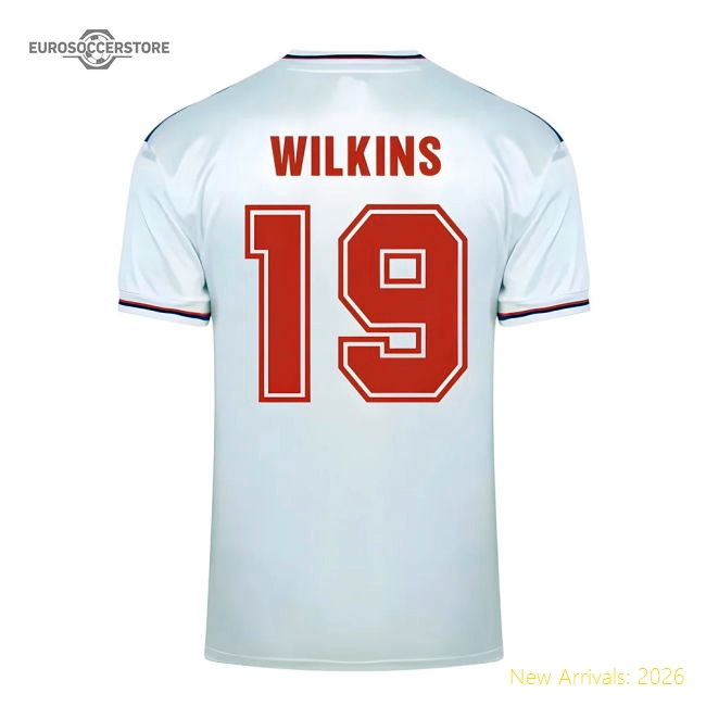 Score Draw England World Cup 1982 Home Shirt (Wilkins 19)-The Soccer Shirt Hub