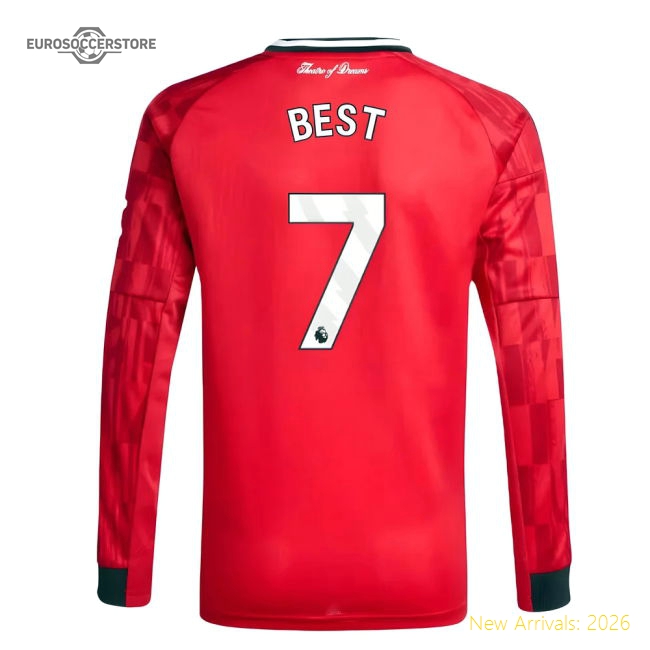 2025-2026 Man Utd Long Sleeve Home Shirt (Kids) (Best 7)-The Soccer Shirt Hub