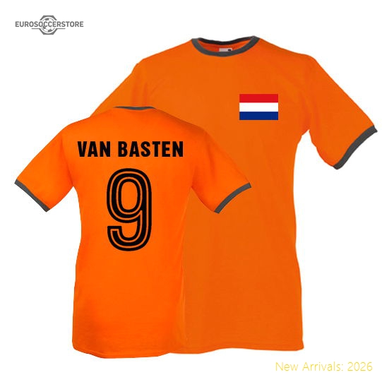 Marco Van Basten Holland Ringer Tee (orange)-The Soccer Shirt Hub