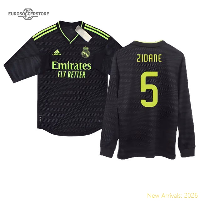 2022-2023 Real Madrid Authentic Long Sleeve Third Shirt (ZIDANE 5)-The Soccer Shirt Hub