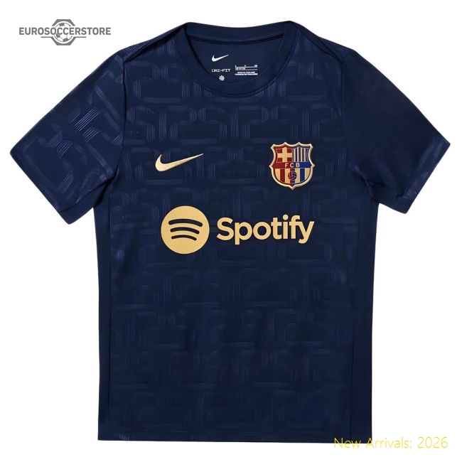 2024-2025 Barcelona Pre-Match Training Shirt (Navy) - Kids-The Soccer Shirt Hub