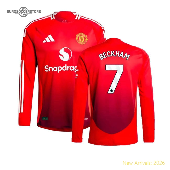 2024-2025 Man Utd Authentic Long Sleeve Home Shirt (Beckham 7)-The Soccer Shirt Hub