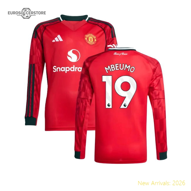 2025-2026 Man Utd Long Sleeve Home Shirt (Kids) (Mbeumo 19)-The Soccer Shirt Hub