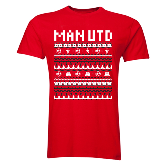 Man Utd Christmas T-Shirt (Red)-The Soccer Shirt Hub