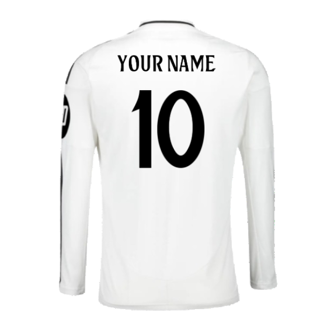 2024-2025 Real Madrid Long Sleeve Home Shirt (Your Name)-The Soccer Shirt Hub