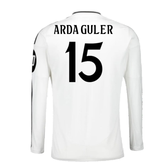 2024-2025 Real Madrid Long Sleeve Home Shirt (Arda Guler 15)-The Soccer Shirt Hub