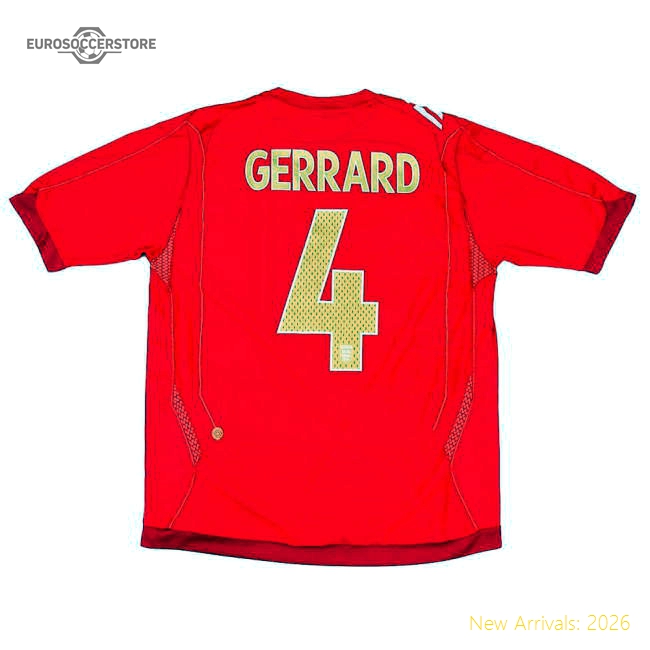 England 2006-08 Away Gerrard #4 (XXL) (Excellent)-The Soccer Shirt Hub