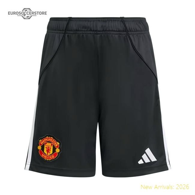 2025-2026 Man Utd Home Shorts (Black) - Kids-The Soccer Shirt Hub