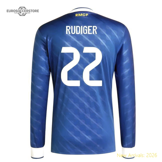 2025-2026 Real Madrid Long Sleeve Third Shirt (Rudiger 22)-The Soccer Shirt Hub