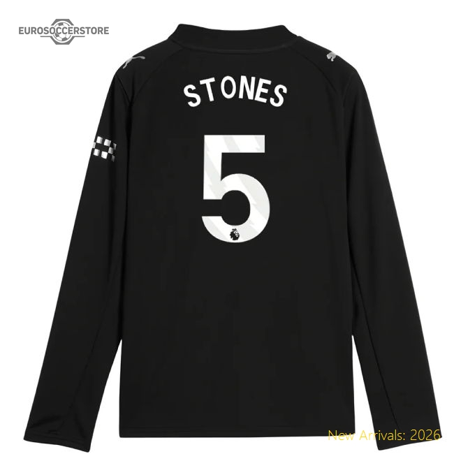 2025-2026 Man City Long Sleeve Away Shirt (Kids) (Stones 5)-The Soccer Shirt Hub