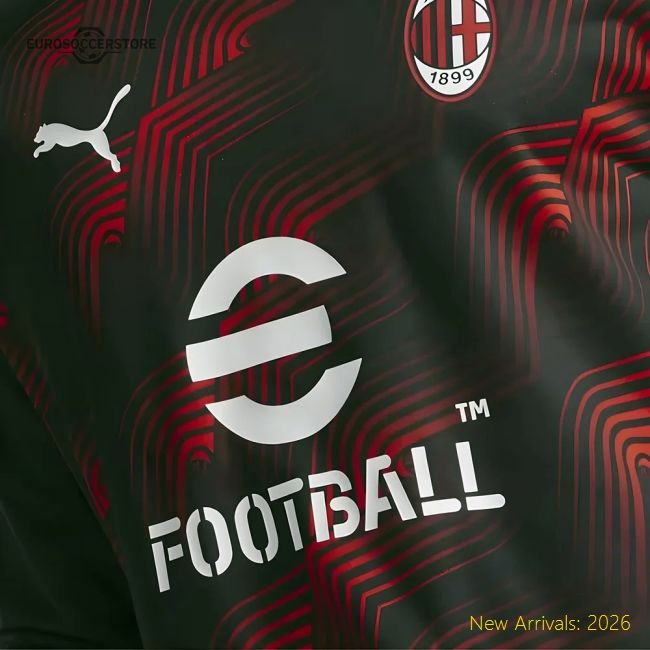 2023-2024 AC Milan Prematch LS Sweat Top (Black)-The Soccer Shirt Hub