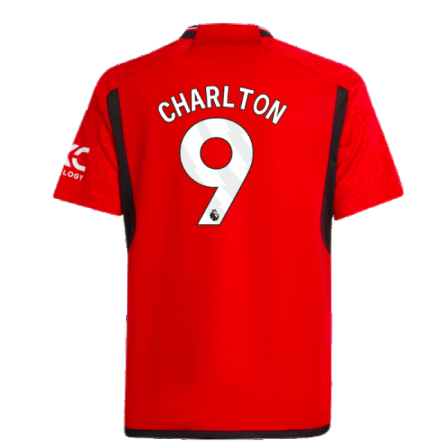 2023-2024 Man Utd Home Shirt (Kids) (Charlton 9)-The Soccer Shirt Hub