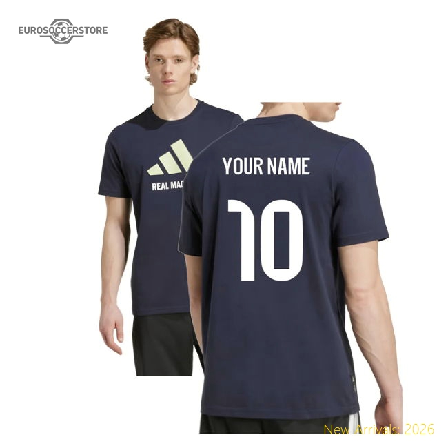 2025-2026 Real Madrid Seasonal Graphic Tee (Legend Ink) (Your Name)-The Soccer Shirt Hub