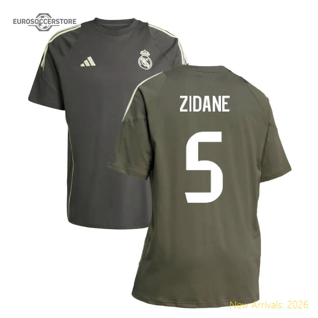 2025-2026 Real Madrid Training Tee (Utility Grey) (Zidane 5)-The Soccer Shirt Hub