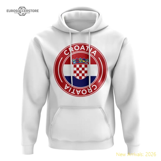 Croatia Football Badge Hoodie (White)-The Soccer Shirt Hub