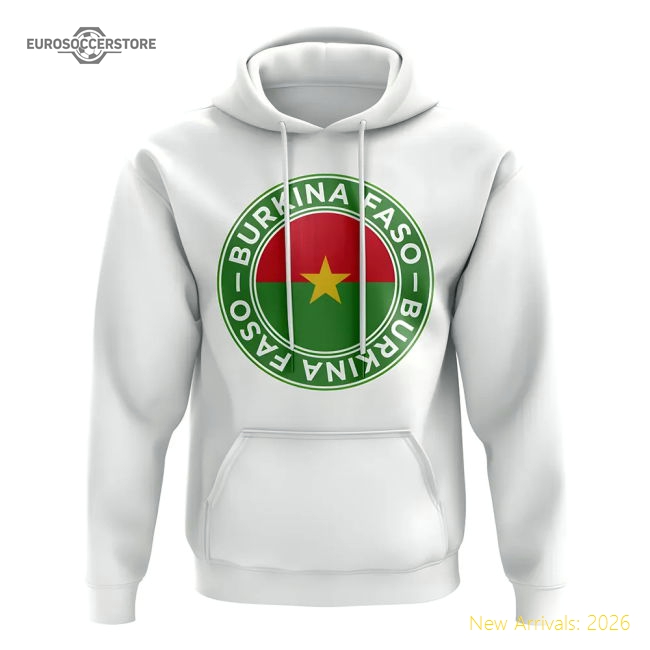 Burkina Faso Football Badge Hoodie (White)-The Soccer Shirt Hub