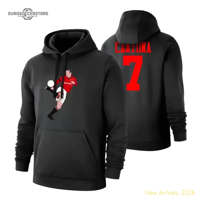 Eric Cantona Skills footer with hood, black-The Soccer Shirt Hub
