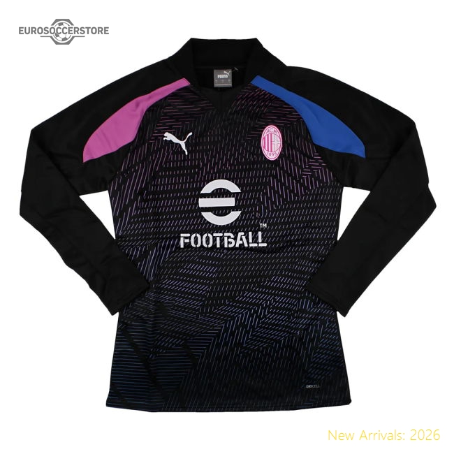 2023-2024 AC Milan Pre-Match LS Sweat Top (Black)-The Soccer Shirt Hub