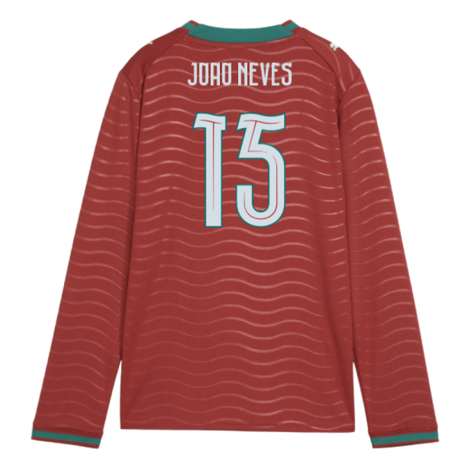 2026-2027 Portugal Long Sleeve Home Shirt (Kids) (Joao Neves 15)-The Soccer Shirt Hub