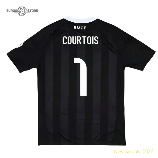 2025-2026 Real Madrid Third Goalkeeper Youth Kit (Black) (Courtois 1)-The Soccer Shirt Hub
