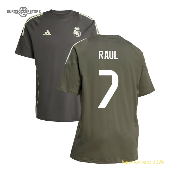 2025-2026 Real Madrid Training Tee (Utility Grey) (Raul 7)-The Soccer Shirt Hub