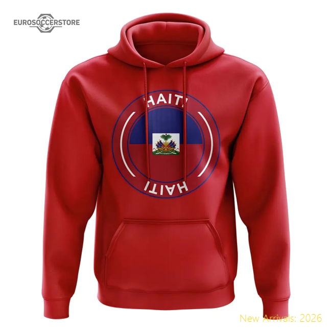Haiti Football Badge Hoodie (Red)-The Soccer Shirt Hub