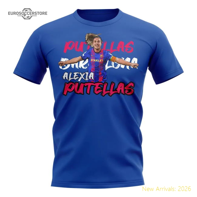 Alexia Putellas Graphic Player Tee (Blue)-The Soccer Shirt Hub