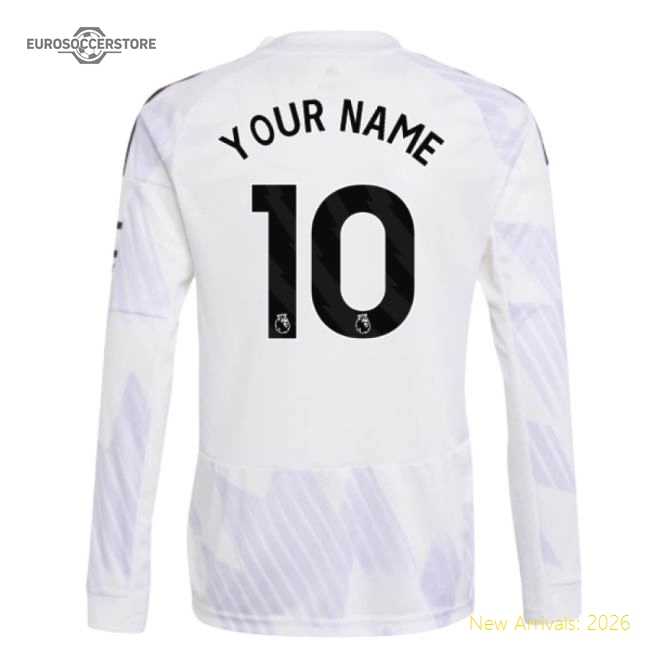 2025-2026 Man Utd Long Sleeve Away Shirt (Kids) (Your Name)-The Soccer Shirt Hub