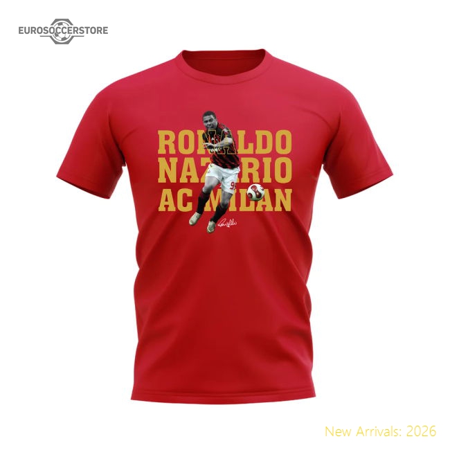Ronaldo Nazario AC Milan Player Tee (Red)-The Soccer Shirt Hub