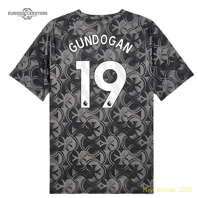 2025-2026 Man City Warm Up Jersey (Black) (Gundogan 19)-The Soccer Shirt Hub