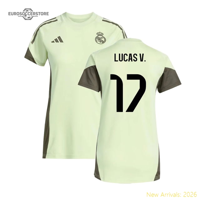 2025-2026 Real Madrid Training Jersey (Almost Lime) - Womens (Lucas V. 17)-The Soccer Shirt Hub