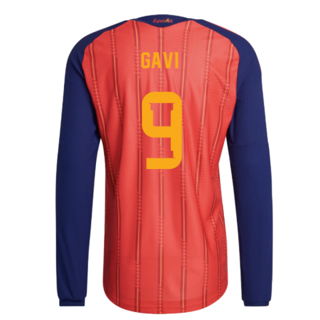 2026-2027 Spain Authentic Long Sleeve Home Shirt (Gavi 9)-The Soccer Shirt Hub