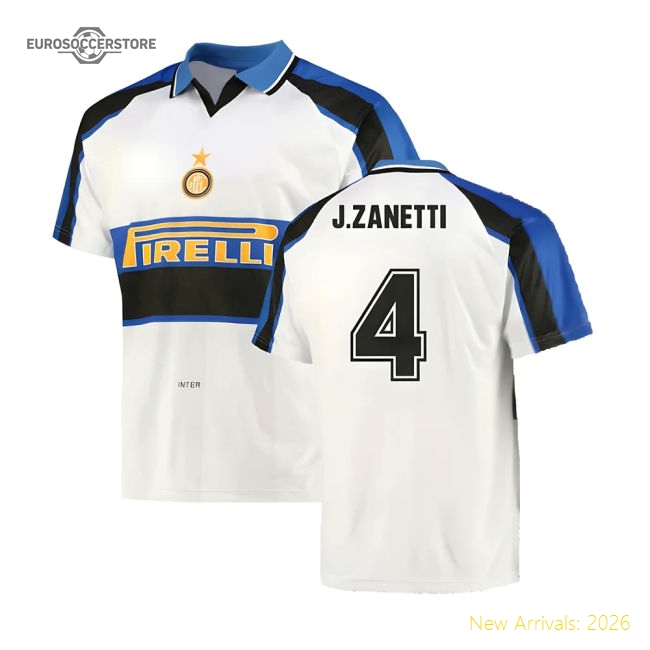 1996 Inter Milan Away Shirt (J.ZANETTI 4)-The Soccer Shirt Hub