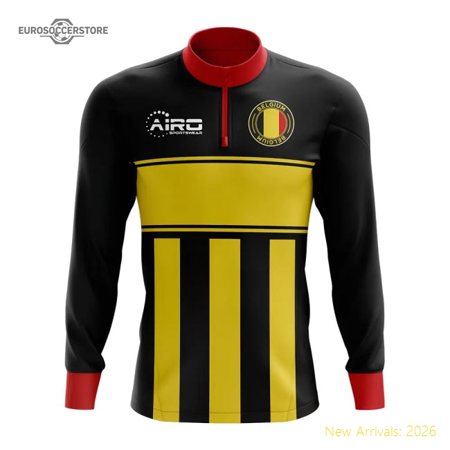 Belgium Concept Football Half Zip Midlayer Top (Black-Yellow)-The Soccer Shirt Hub