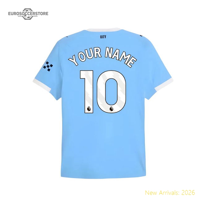 2025-2026 Man City Authentic Home Shirt (Your Name)-The Soccer Shirt Hub