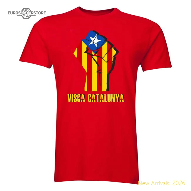 Visca Catalunya T-Shirt (Red)-The Soccer Shirt Hub