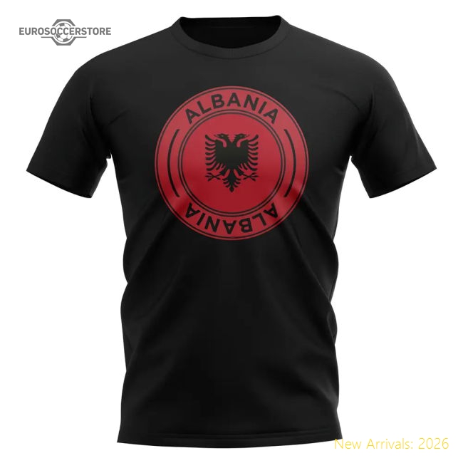 Albania Football Badge T-Shirt (Black)-The Soccer Shirt Hub