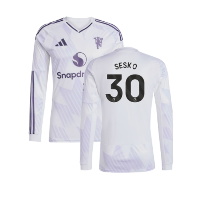 2025-2026 Man Utd Long Sleeve Away Shirt (Sesko 30)-The Soccer Shirt Hub