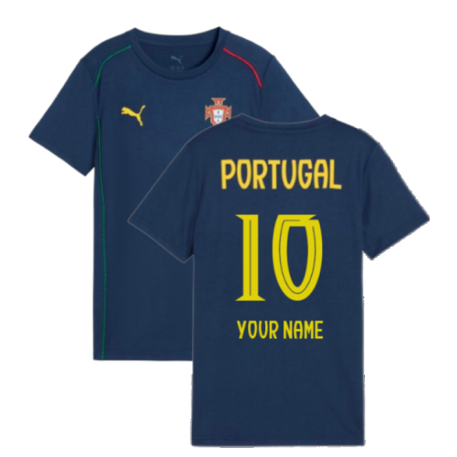 2025-2026 Portugal Casuals Tee (Persian Blue) - Kids (Your Name)-The Soccer Shirt Hub