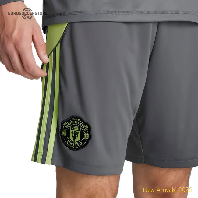 2025-2026 Man Utd Home Goalkeeper Shorts (Grey)-The Soccer Shirt Hub